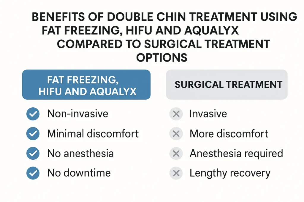 Graphic about the benefits of double chin treatment Basingstoke - from LA LIPO