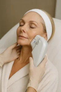 Woman receiving HIFU non surgical facelift treatment Basingstoke
