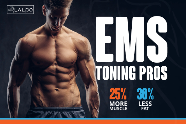 Graphic of man with toned body showing the benefits of LA-EMS Body Sculpting Basingstoke treatment